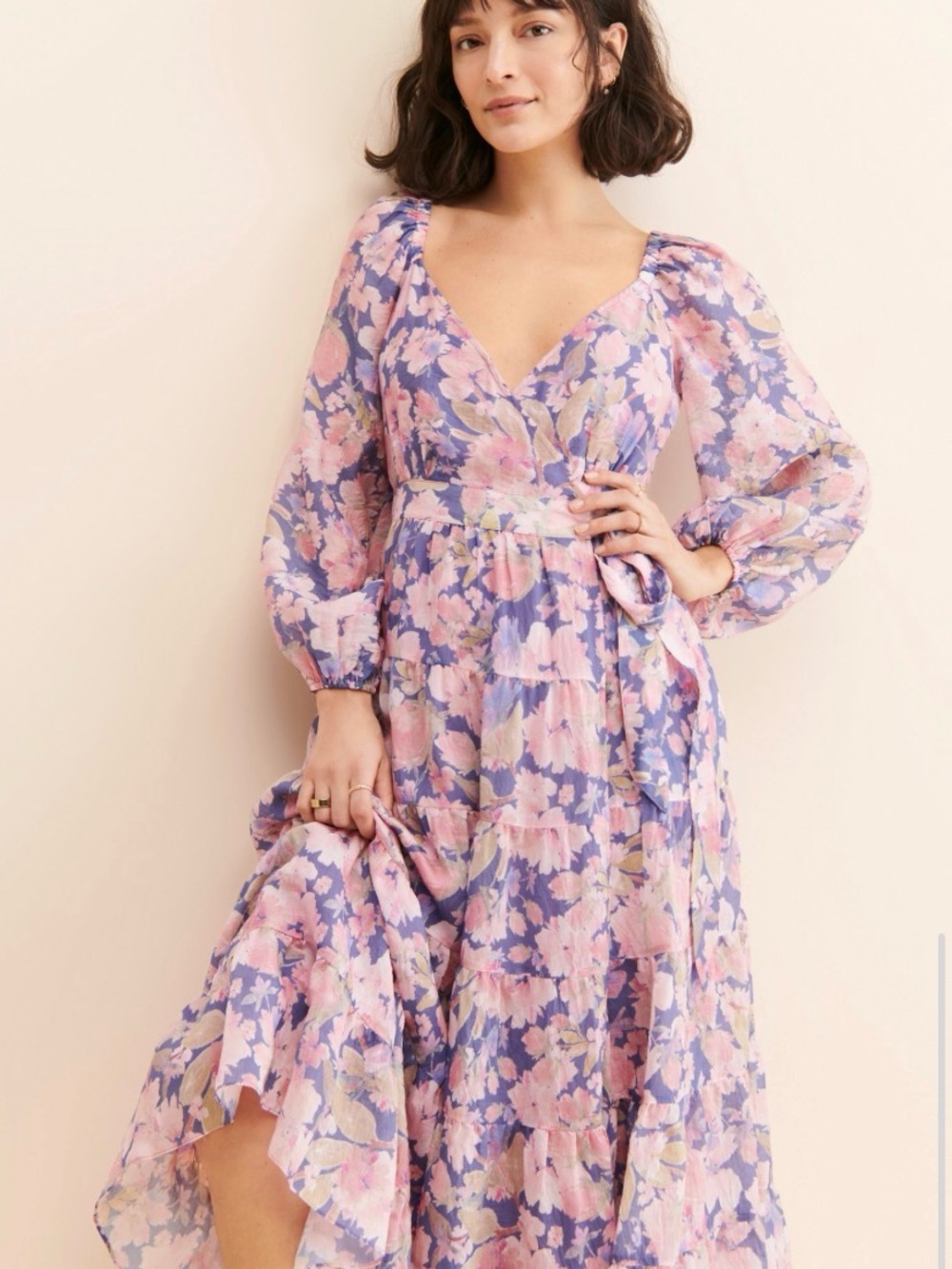 Astr Floral Wrap Maxi Dress in Pink and Lavender - Picture 4 of 8